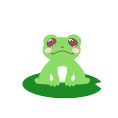 カエルと蓮の葉のイラスト