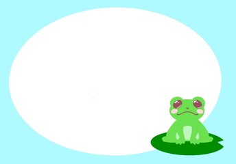 カエルと蓮の葉のイラストカード