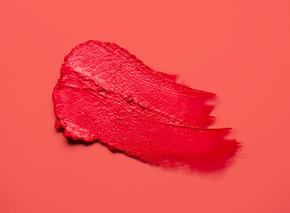 Lipstick balm red lip gloss swatch isolated on white background