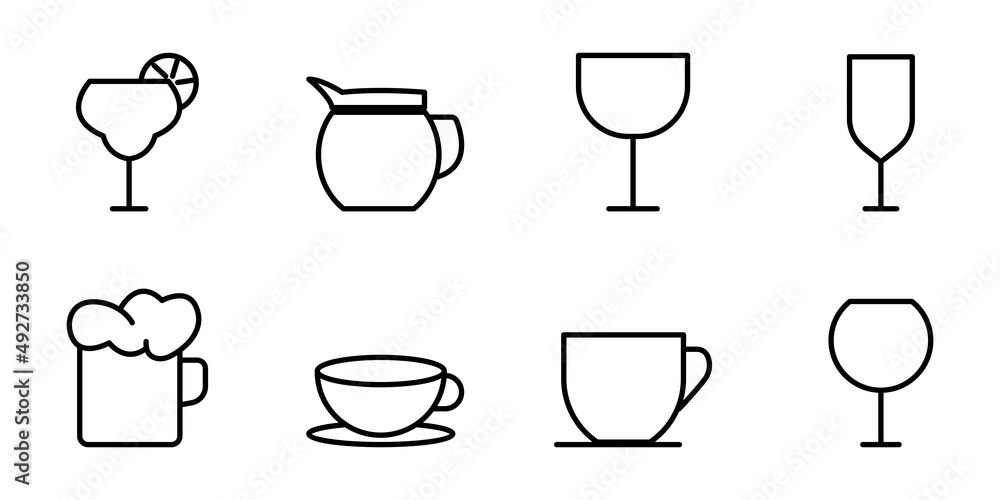 Poster drink icon set. line icon style. suitable for drink icon. simple design editable. design template ve