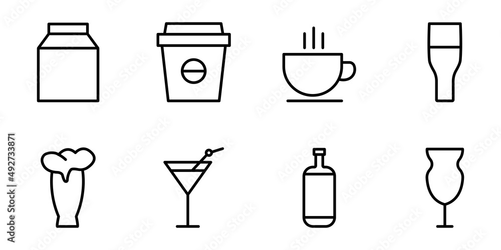 Poster drink icon set. line icon style. suitable for drink icon. simple design editable. design template ve