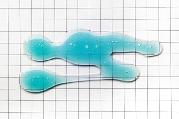 Blue hyaluronic acid or moisturiser b5, collagen serum swatch drop smudge texture