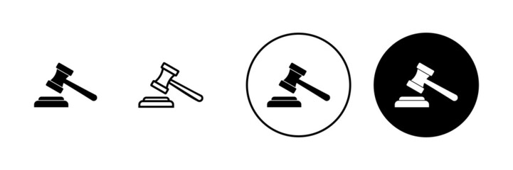 Gavel icons set. judge gavel sign and symbol. law icon. auction hammer