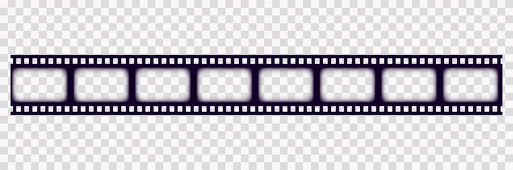 Fototapeta premium Old frame cinematic in retro style on transparent background. Vintage cinema movie strip vector illustration. Film border cinema design element