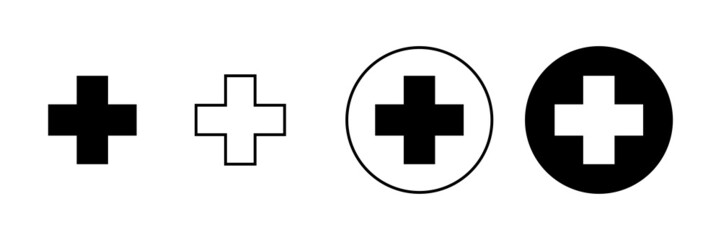 Fototapeta premium Plus Icons set. Add plus sign and symbol