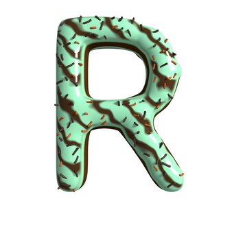 Chocolate Mint Cake Themed Font  Letter R