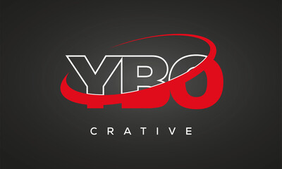 YBO creative letters logo with 360 symbol vector art template design