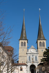 Fototapeta na wymiar Saint Leodegar church in Lucerne in Switzerland