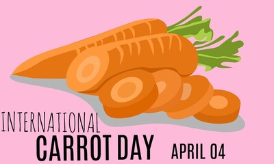 Background graphic of international carrot day for international carrot day celebration. flat design. flyer design. flat illustration. April 04.