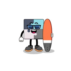 Mascot cartoon of jigsaw puzzle as a surfer