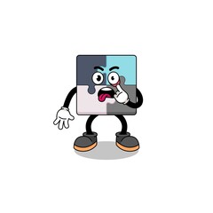Character Illustration of jigsaw puzzle with tongue sticking out