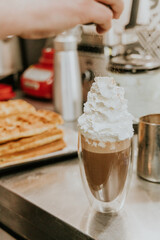 Coffee Latte and Waffles 
