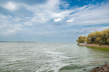 Beautiful sea view with blue sky and clouds