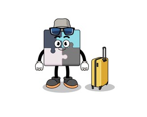 jigsaw puzzle mascot doing vacation