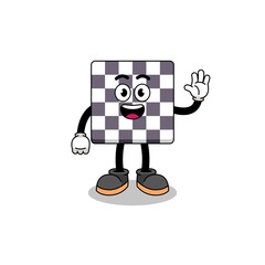 chessboard cartoon doing wave hand gesture