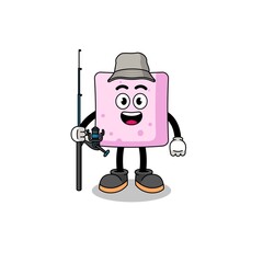 Mascot Illustration of marshmallow fisherman