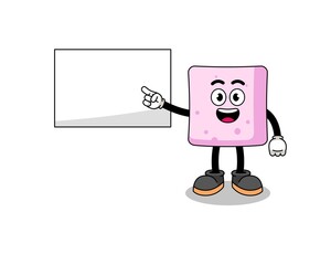 marshmallow illustration doing a presentation