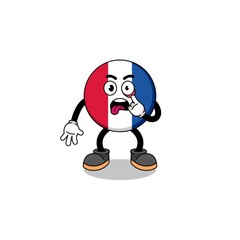 Character Illustration of france flag with tongue sticking out