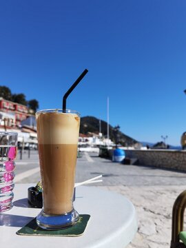 coffee greek called frape cold sky background