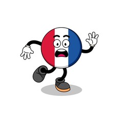 slipping france flag mascot illustration