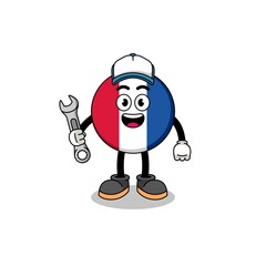 france flag illustration cartoon as a mechanic