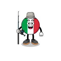 Mascot Illustration of italy flag fisherman