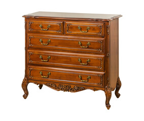 Wooden brown classic chest of drawers