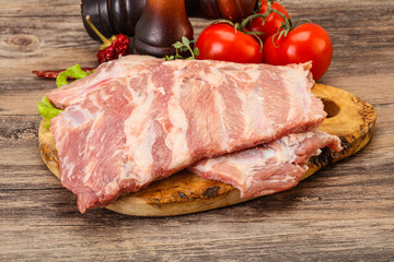 Raw pork ribs for cooking