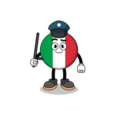 Cartoon Illustration of italy flag police