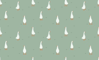 Geese on the grass  seamless pattern
