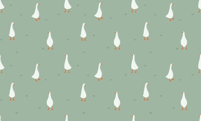 Geese on the grass  seamless pattern © Kate