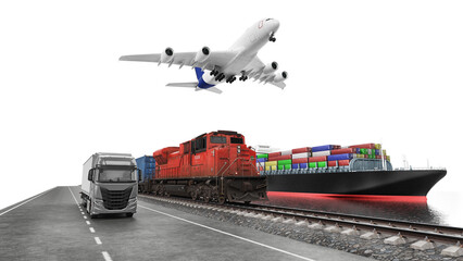 Worldwide shipping and transportation concept 3D illustration isolated on white background. - 492747669