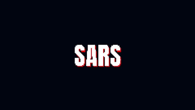 sars glitch text animation.  isolated on black background.digital glitch effect. 4K video. cool effect.