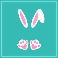 Easter Bunny paws and ears. Pencil drawing style.