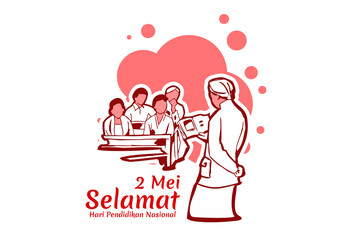 Translation: May 2, Happy National Education Day vector illustration. Suitable for greeting card, poster and banner. 