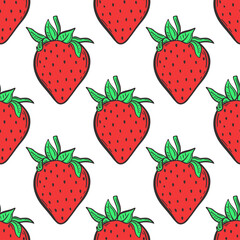 Strawberry seamless pattern vector illustration. Background with bright red berries. Healthy food template for fabric, paper, packaging and design