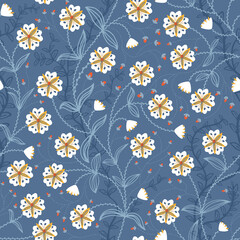 Blooming flowers trailing seamless pattern, Floral background. Perfect for textile, stationery, apparel