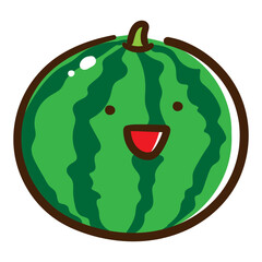 かわいいスイカのキャラクターの手書き風イラスト