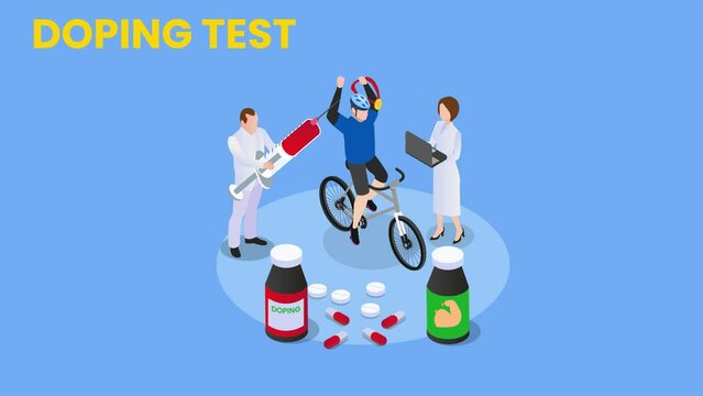 Two doctors doing doping test for bicycle athlete