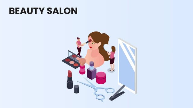 Two female makeup artist working in beauty salon