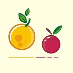 Cherry, orange, cherry and orange, helathy fruit, flat fruit

