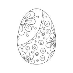 Hand drawn chicken easter egg on a white isolated background. Doodle, simple outline illustration. It can be used for decoration of textile, paper and other surfaces.
