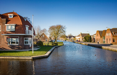 NOORDWIJK BINNEN, NETHERLANDS. FEBRUARY 27, 2022. Beautiful view to the chanel and embankment