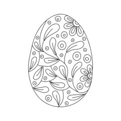 Hand drawn chicken easter egg on a white isolated background. Doodle, simple outline illustration. It can be used for decoration of textile, paper and other surfaces.