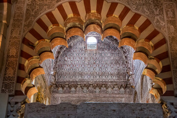 Interior view and decorative detail from the magnificent Mosque of Cordoba