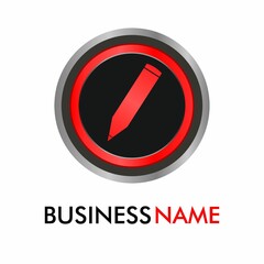 This is ballpoint button icon logo template illustration