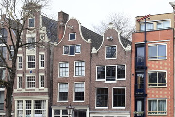 Amsterdam Prinsengracht Canal House Facades Close Up, Netherlands