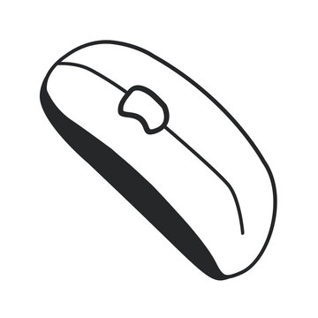 Computer mouse on white isolated background.  Vector illustration. Icon