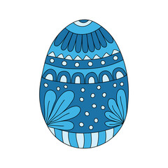 Hand drawn colorful chicken easter egg on a white isolated background. Doodle, simple outline illustration. It can be used for decoration of textile, paper and other surfaces.