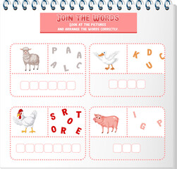 Arrange the letters in order with pictures